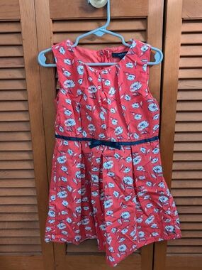 Nautica Coral Floral Sleeveless Dress with Bow - Size 5